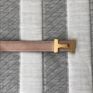 H Belt - cream with gold H buckle